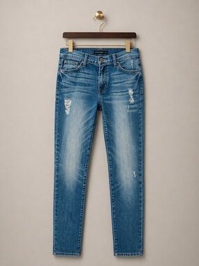 Flying Monkey High Rise Distressed Skinny Jeans Womens 27 Med Wash Stretch Denim
